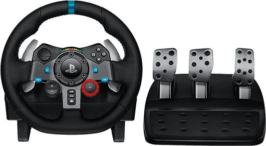 Logitech G29 Driving Force Racing wheel Stainless Steel Paddle Shifters, Leather Steering Wheel Cover for PS5, PS4, PC, Mac - Black