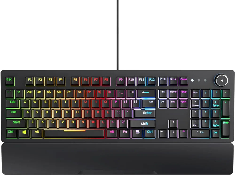 Redgear Shadow Blade Mechanical Keyboard with Drive Customization, Spectrum LED Lights, Media Control Knob and Wrist Support (Black) Gaming Keyboard