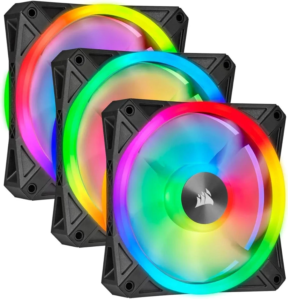 CORSAIR QL Series, QL120 RGB, 120mm RGB LED Fan, Triple Pack with Lighting Node CORE