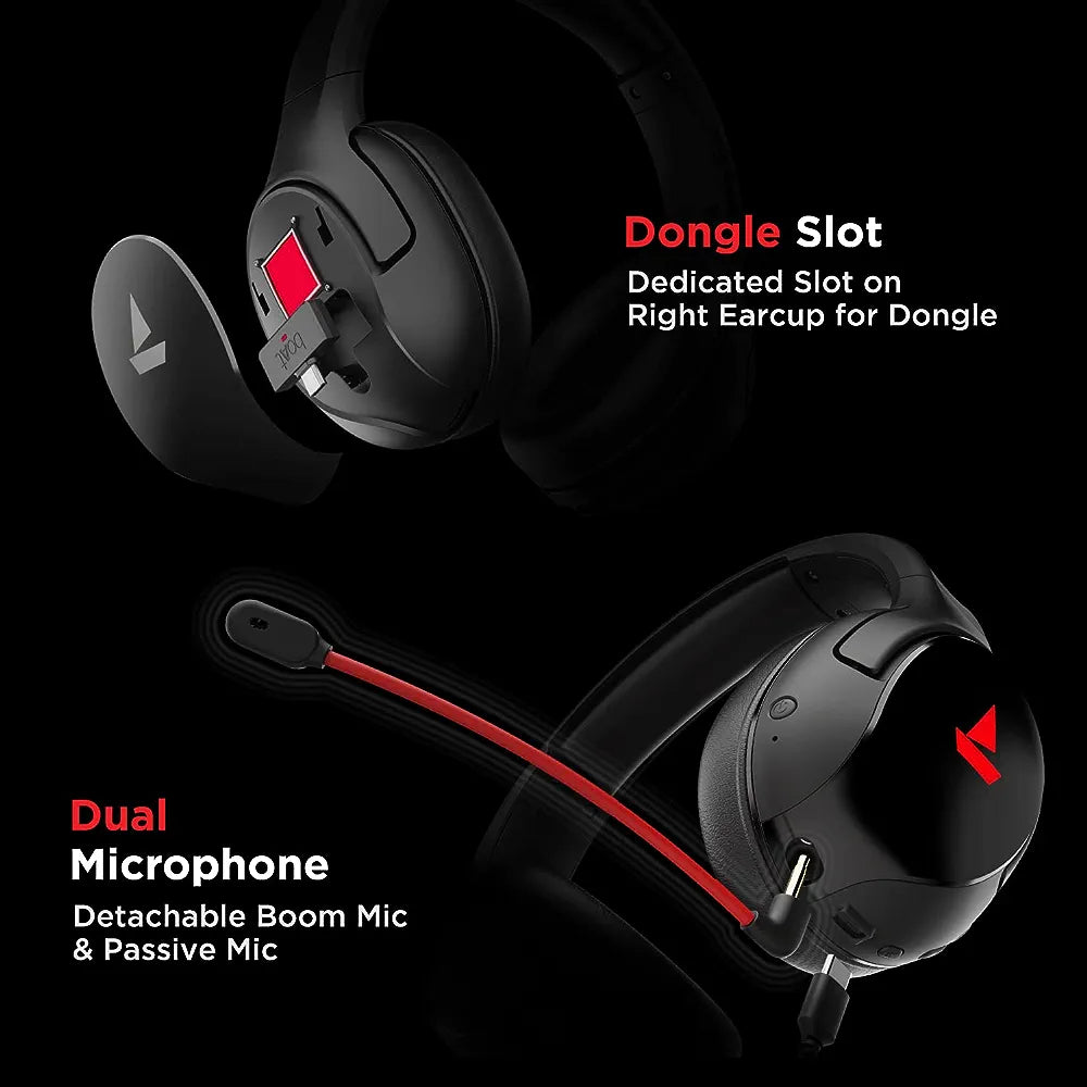 boAt Immortal IM 1300 Gaming Bluetooth Wireless Over Ear Headphones With Mic With 2.4Ghz Ultra Low Latency Mode Upto 35Ms Gaming Headset