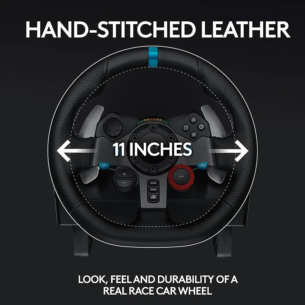 Logitech G29 Driving Force Racing wheel Stainless Steel Paddle Shifters, Leather Steering Wheel Cover for PS5, PS4, PC, Mac - Black