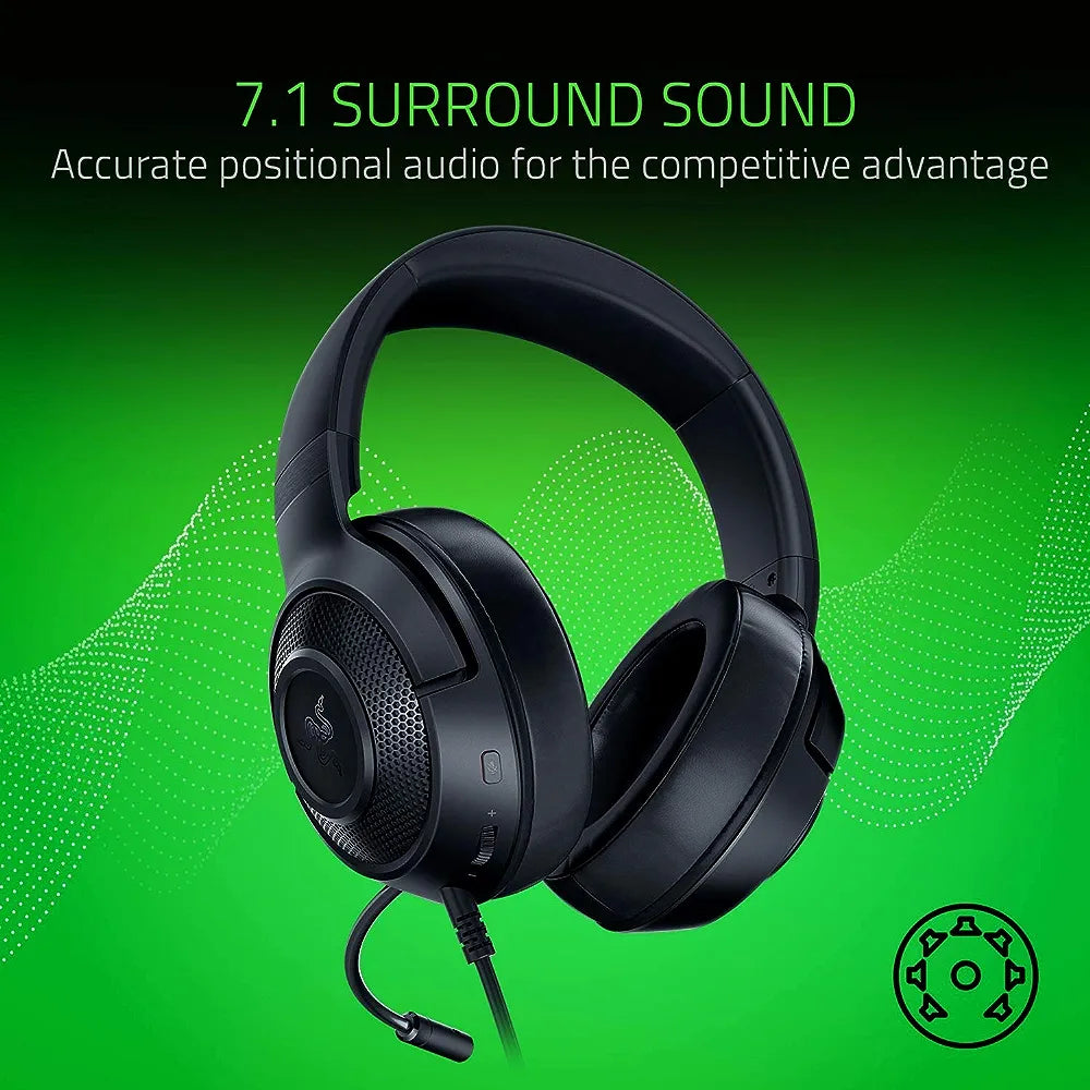 Razer Kraken X Wired On Ear Headphones with Mic (Black) Gaming Headset