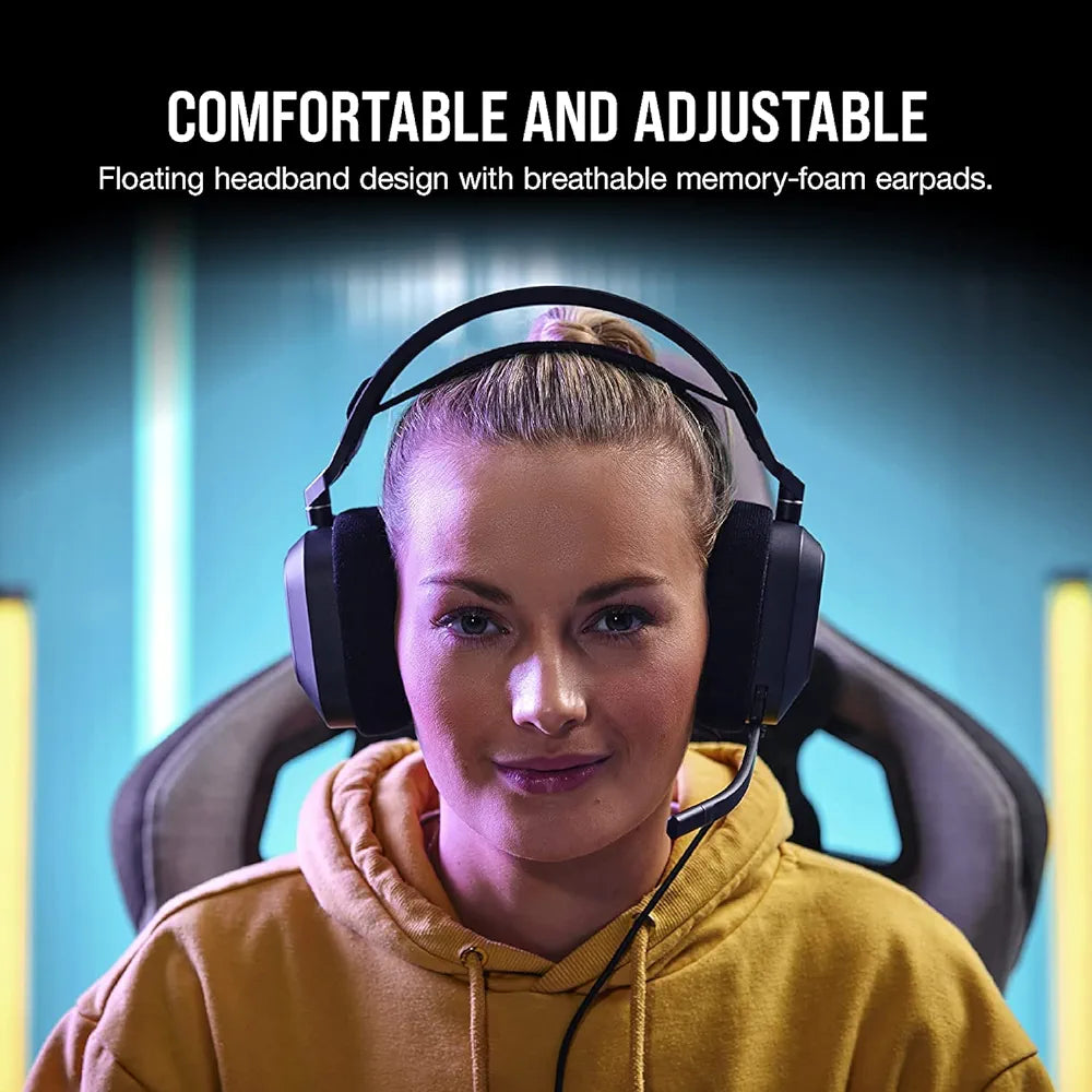 Corsair HS80 RGB USB Premium Wired On Ear with Dolby Audio 7.1 Surround Sound Gaming Headset