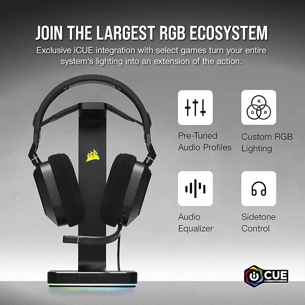 Corsair HS80 RGB USB Premium Wired On Ear with Dolby Audio 7.1 Surround Sound Gaming Headset