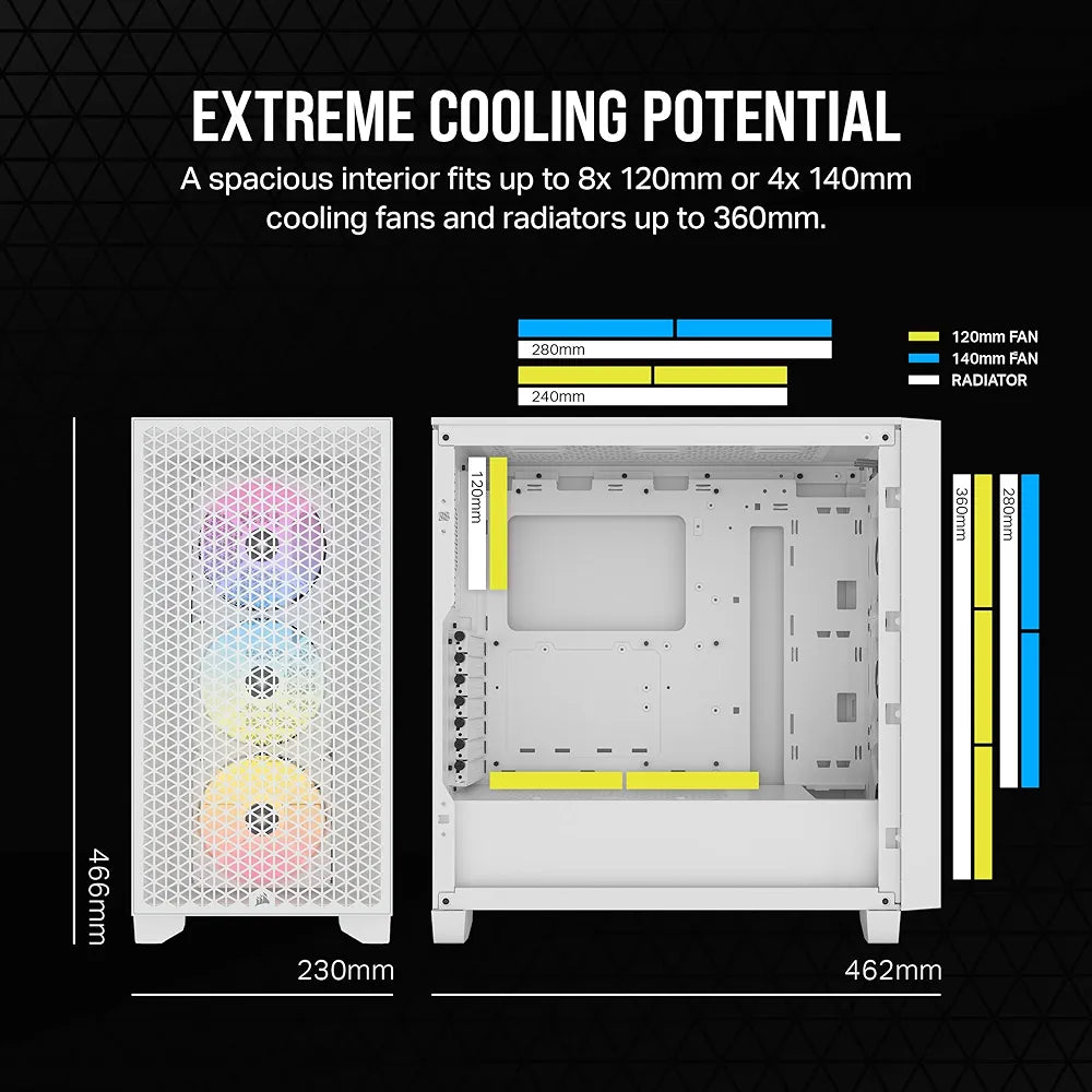 3000D Airflow Tempered Glass Mid-Tower, White, SI Edition