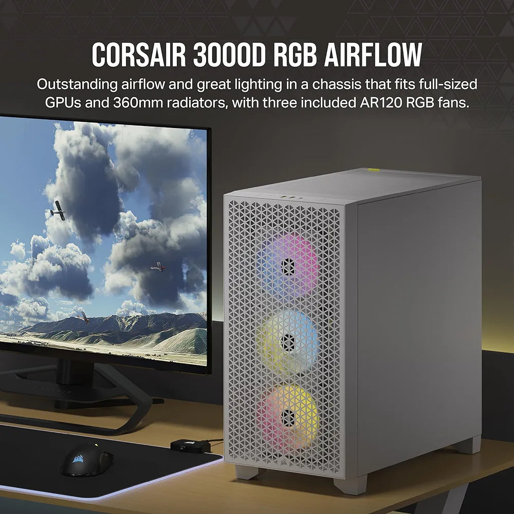 3000D Airflow Tempered Glass Mid-Tower, White, SI Edition